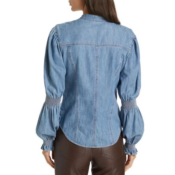 VERONICA BEARD Dalton Puff Sleeve Denim Shirt, size 2 - Picture 3 of 12